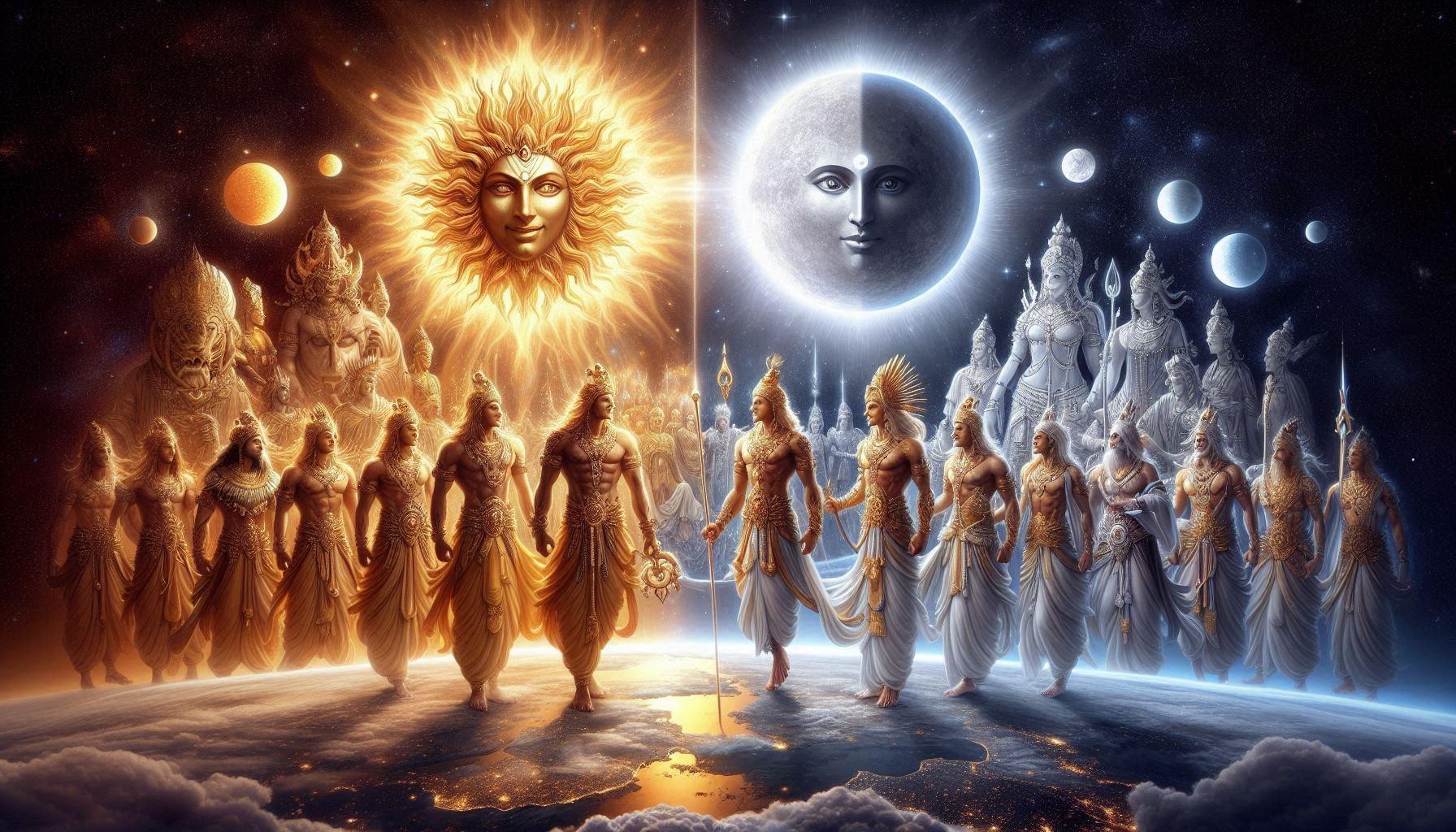 The Two Lineages, Suryavamsha and Chandravamsha. 